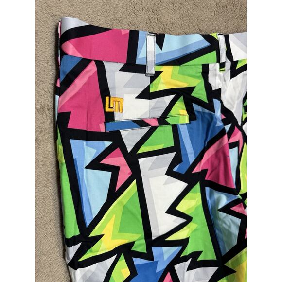 Loudmouth Golf Shorts Geometric Multicolor Stretch Summer Short Retro 34x10.5 - Picture 4 of 7